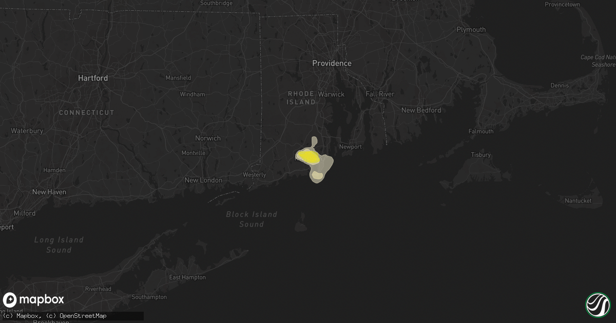 Hail map in Wakefield, RI on July 14, 2020