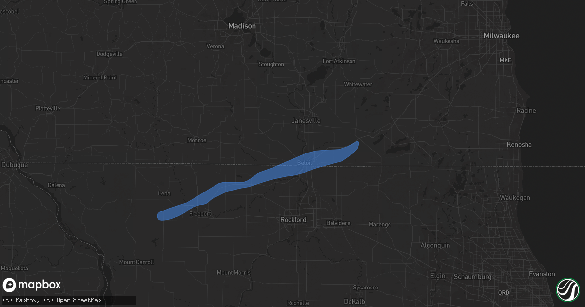 Hail map in Beloit, WI on July 14, 2021