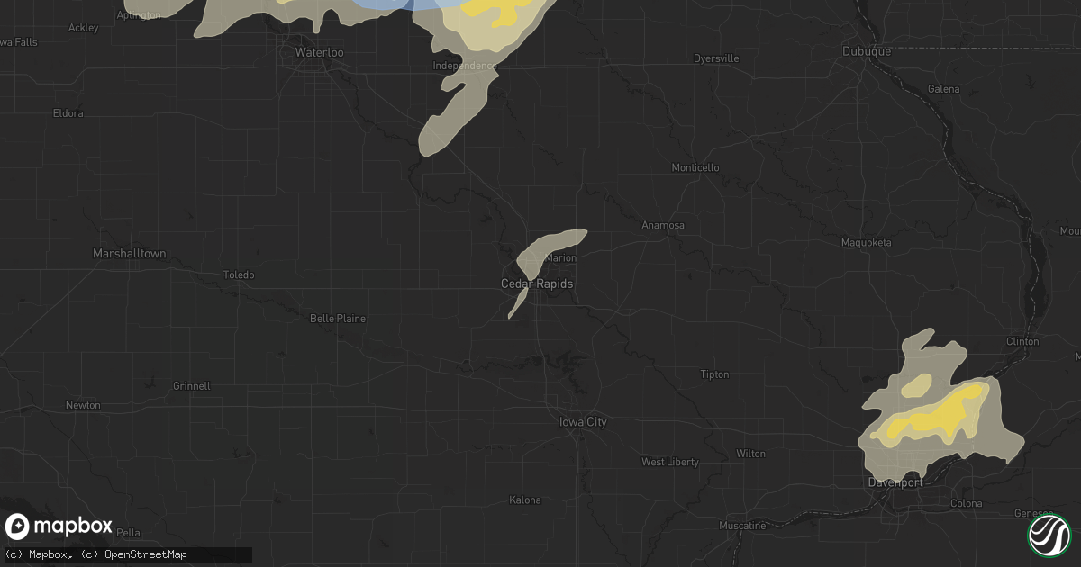 Hail map in Cedar Rapids, IA on July 14, 2021