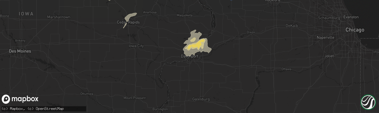 Hail map in Davenport, IA on July 14, 2021