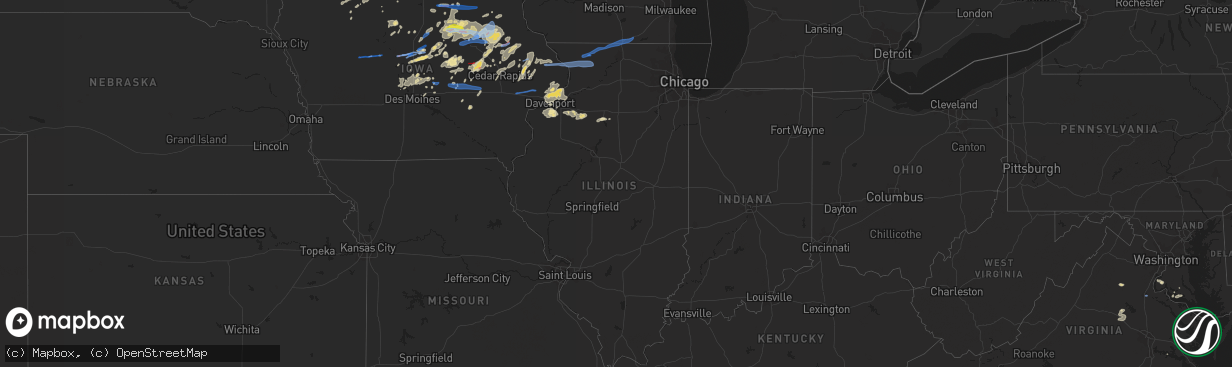 Hail map in Illinois on July 14, 2021