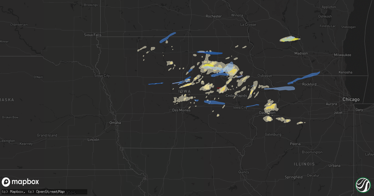 Hail map in Iowa on July 14, 2021