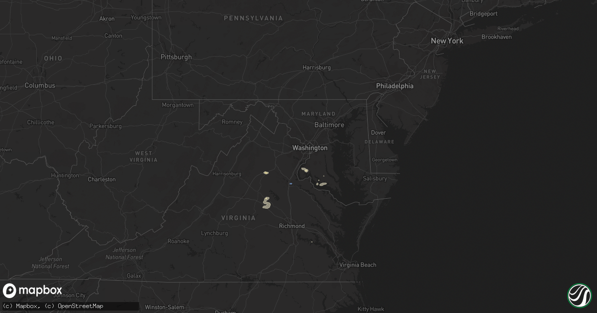 Hail map in Maryland on July 14, 2021