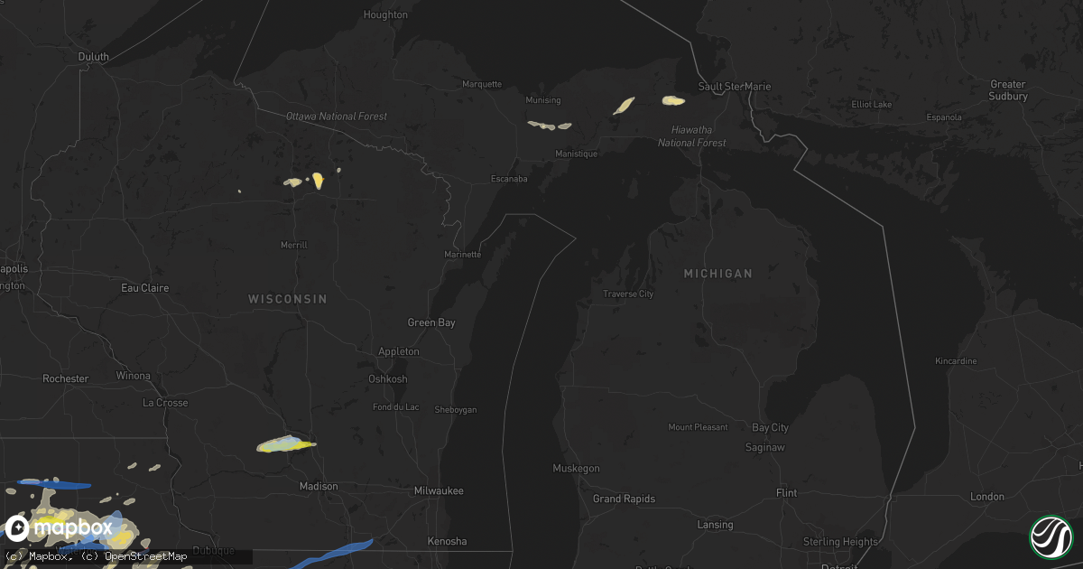 Hail map in Michigan on July 14, 2021