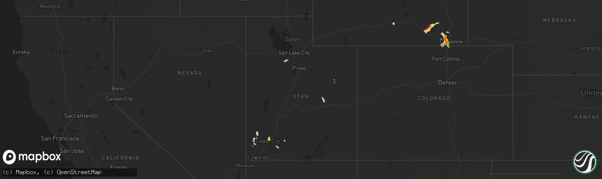Hail map in Utah on July 14, 2021