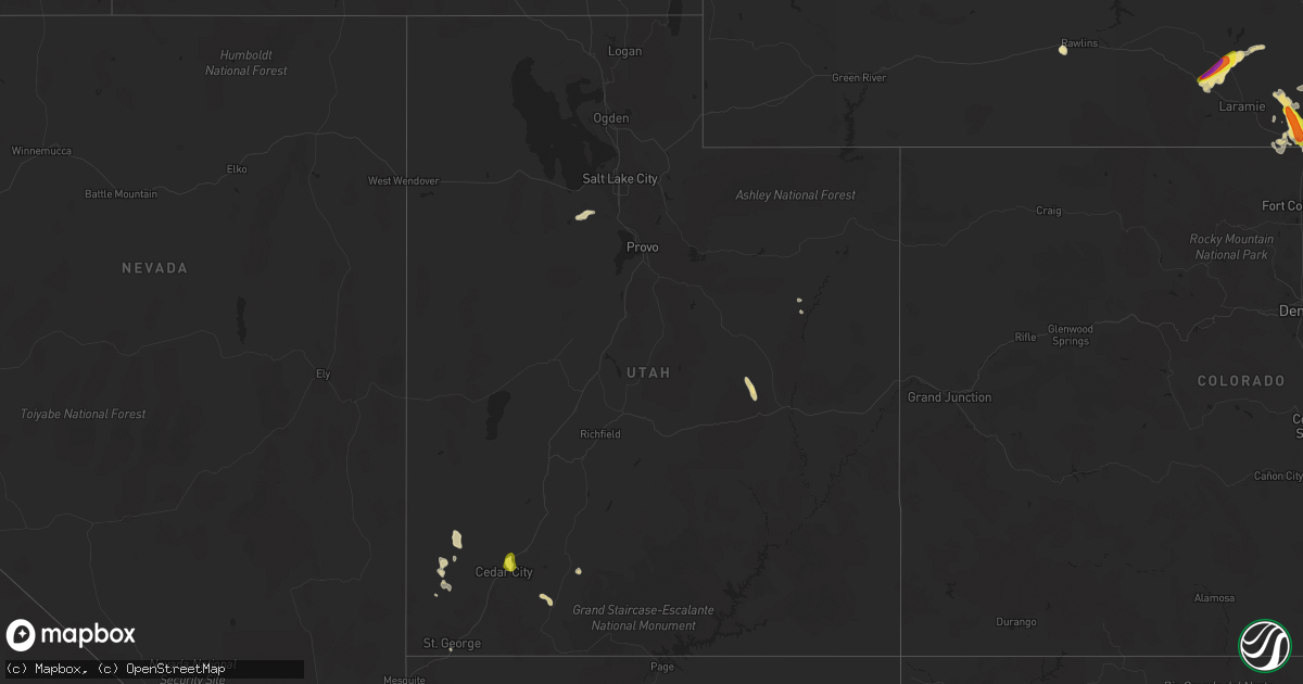 Hail map in Utah on July 14, 2021