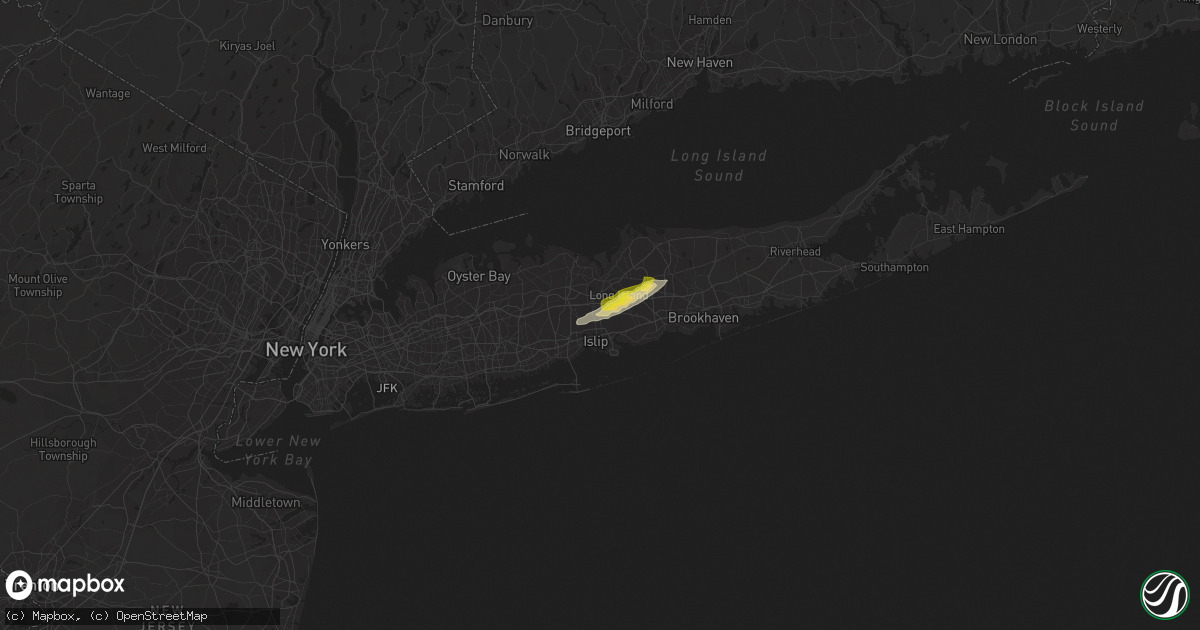 Hail map in Central Islip, NY on July 14, 2022