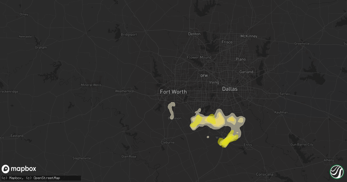 Hail map in Fort Worth, TX on July 14, 2022
