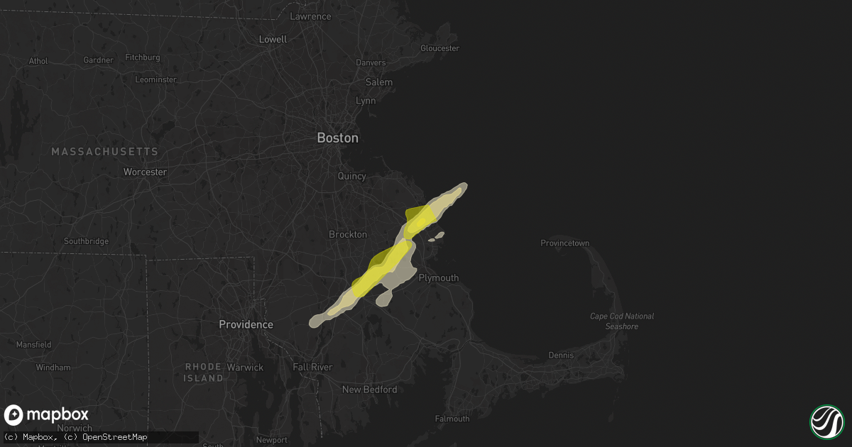 Hail map in Marshfield, MA on July 14, 2022