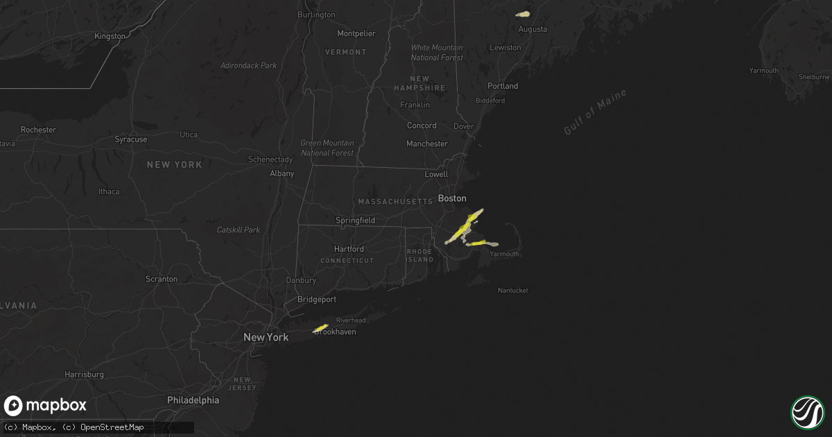 Hail map in Massachusetts on July 14, 2022