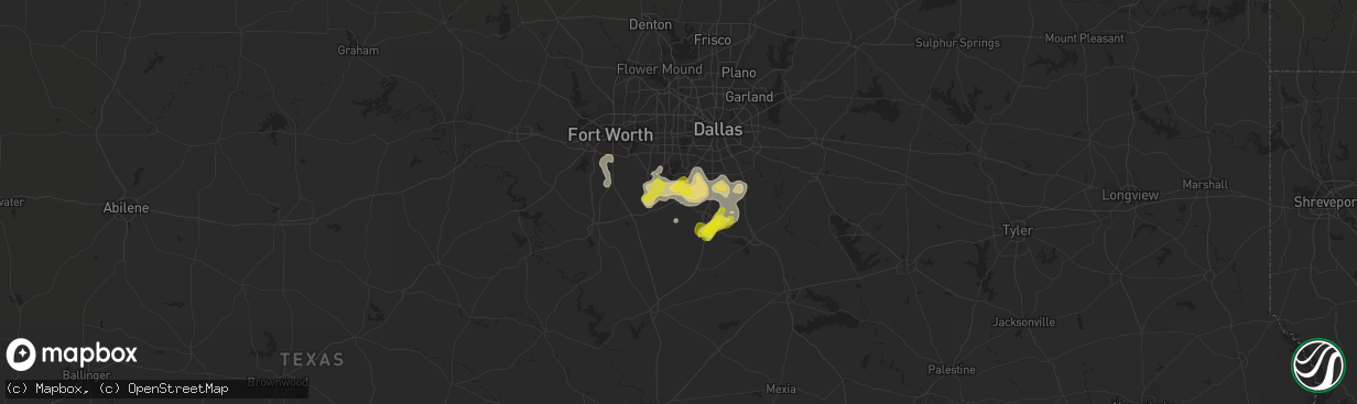 Hail map in Midlothian, TX on July 14, 2022