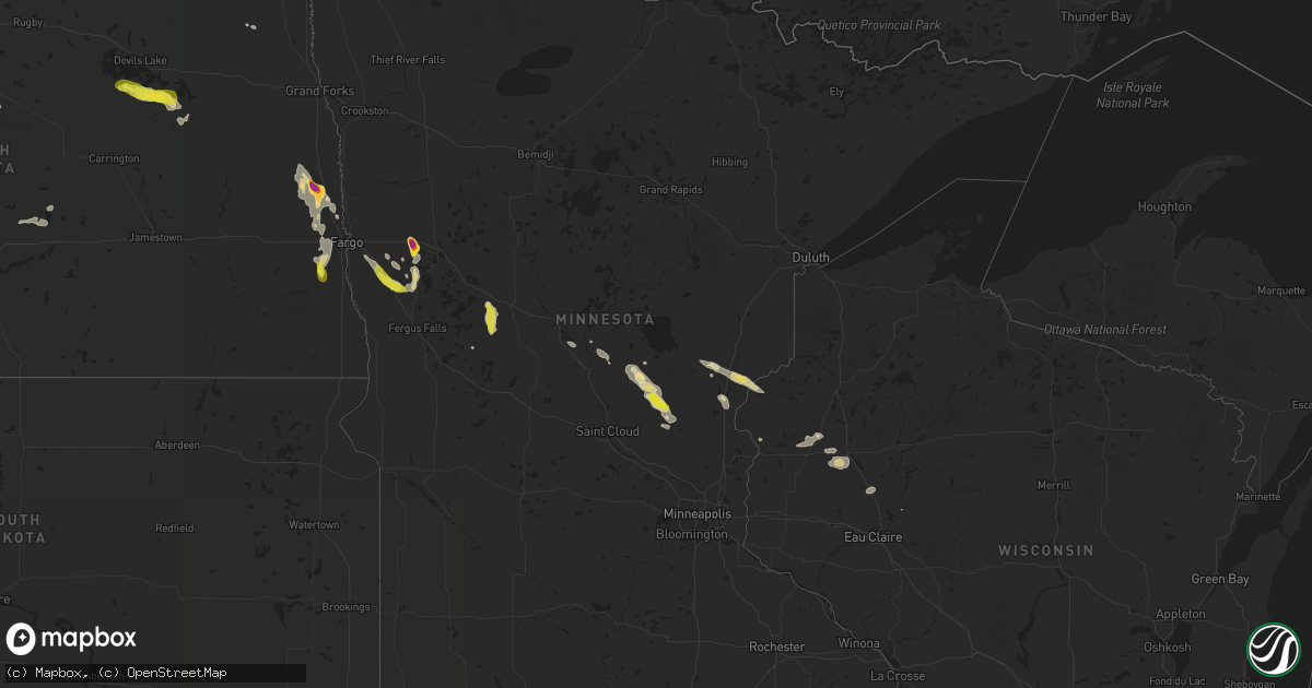 Hail map in Minnesota on July 14, 2022