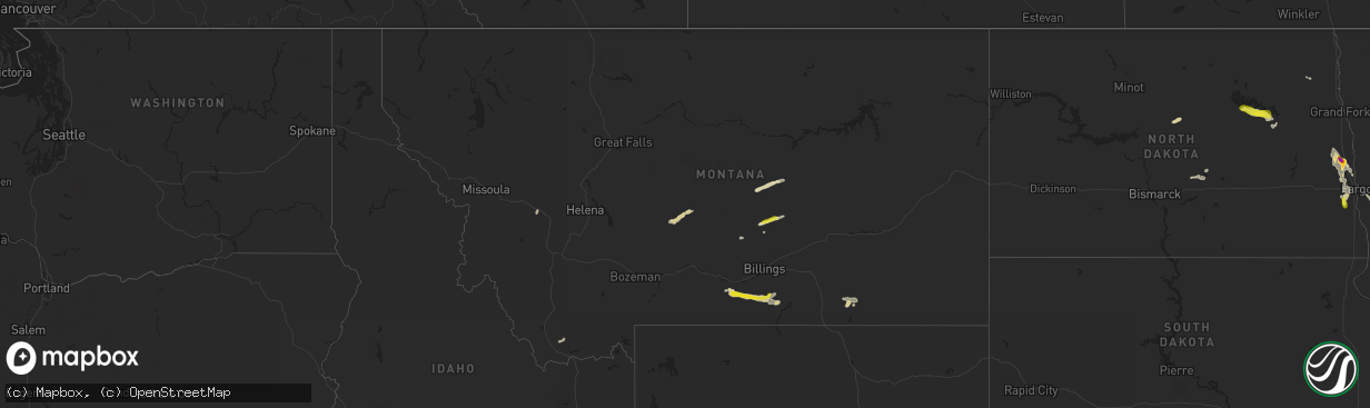 Hail map in Montana on July 14, 2022