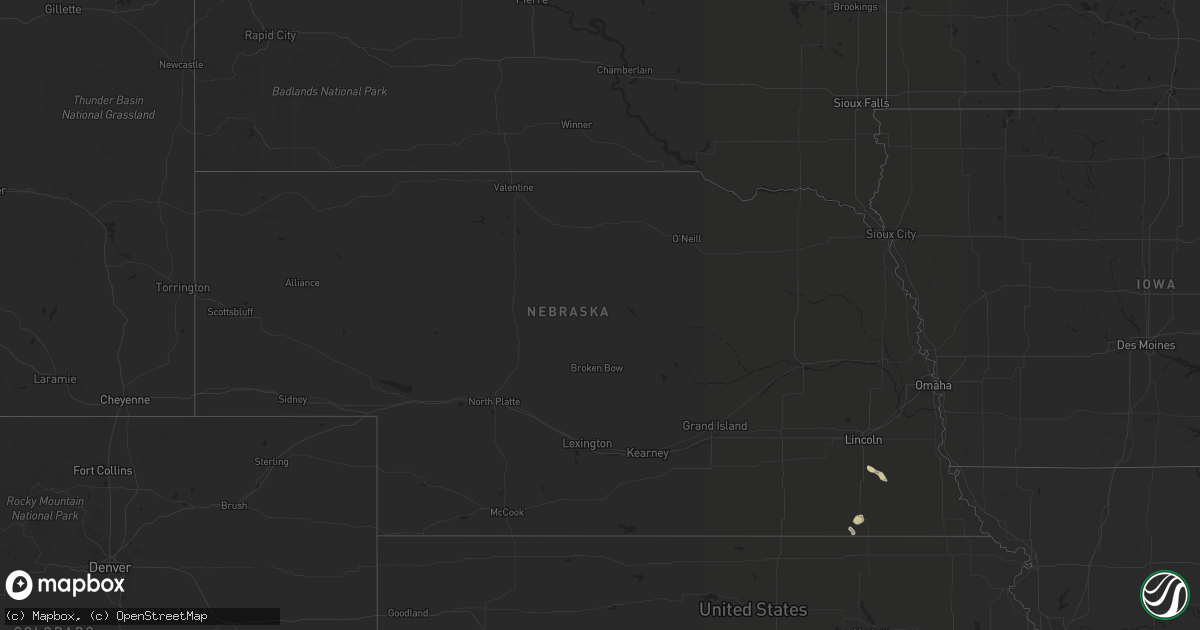 Hail map in Nebraska on July 14, 2022