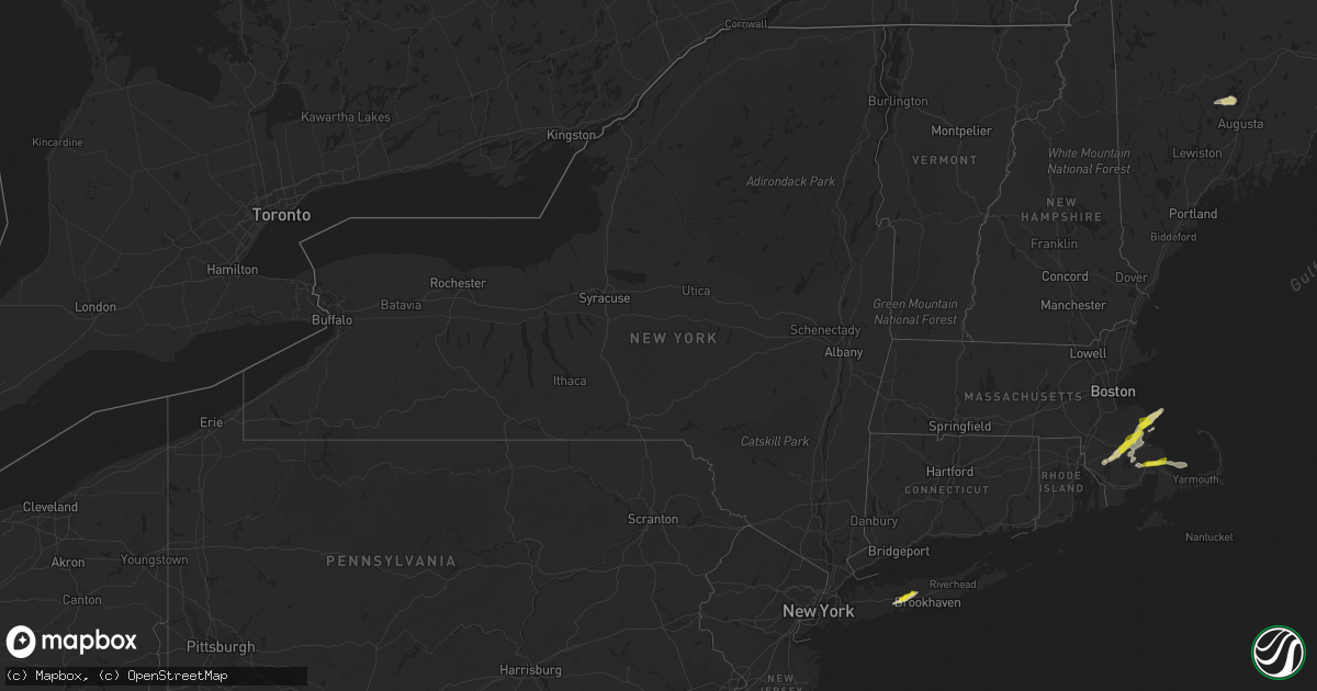 Hail map in New York on July 14, 2022
