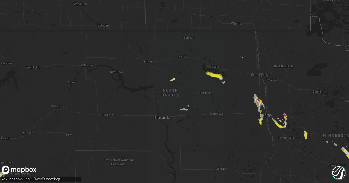 Hail map in North Dakota on July 14, 2022
