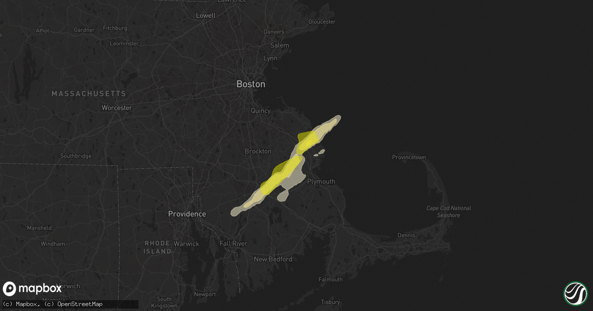 Hail map in Pembroke, MA on July 14, 2022