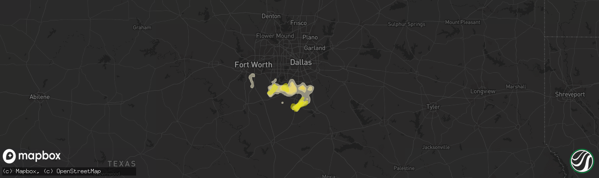Hail map in Red Oak, TX on July 14, 2022
