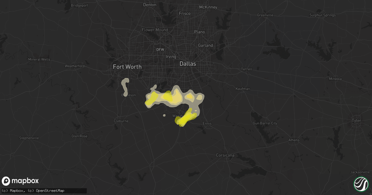 Hail map in Red Oak, TX on July 14, 2022