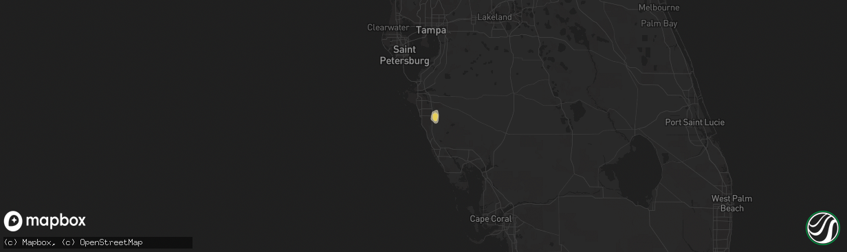 Hail map in Sarasota, FL on July 14, 2022
