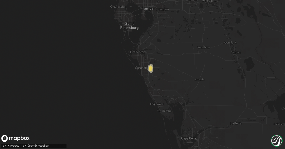 Hail map in Sarasota, FL on July 14, 2022