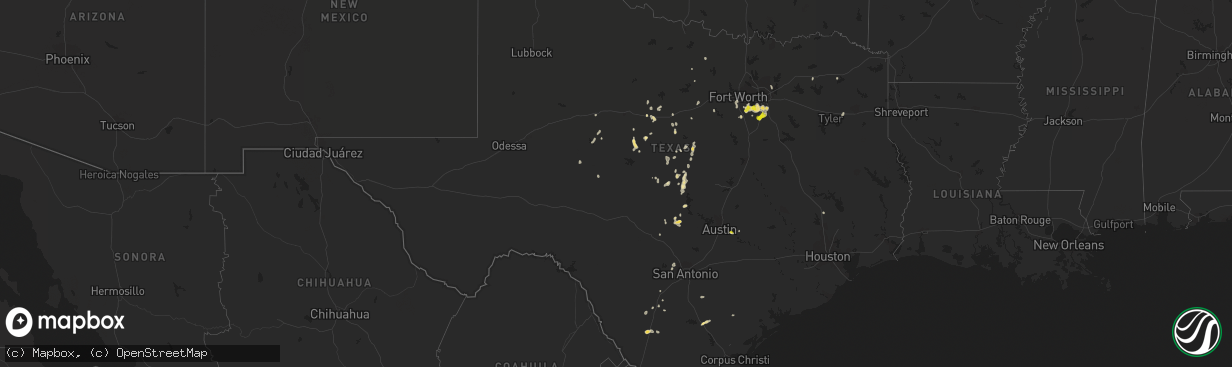 Hail map in Texas on July 14, 2022