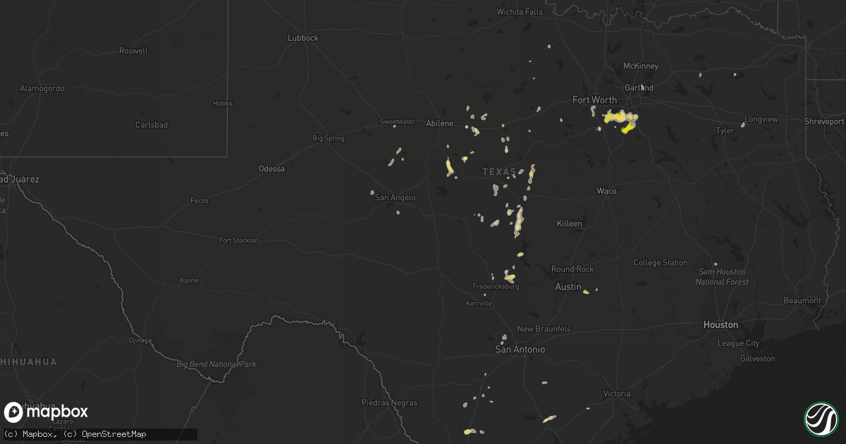 Hail map in Texas on July 14, 2022
