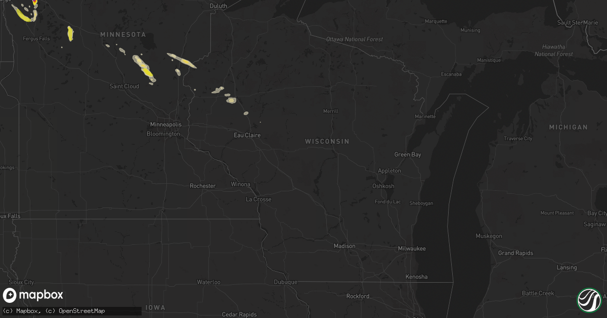 Hail map in Wisconsin on July 14, 2022