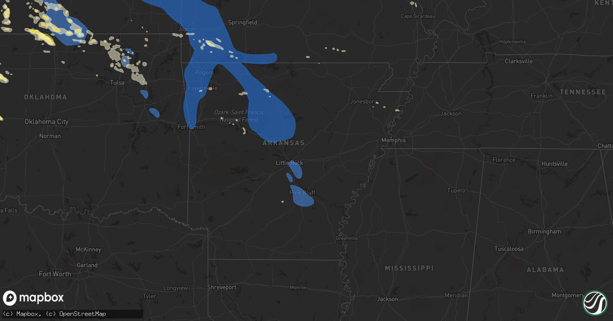 Hail map in Arkansas on July 14, 2023