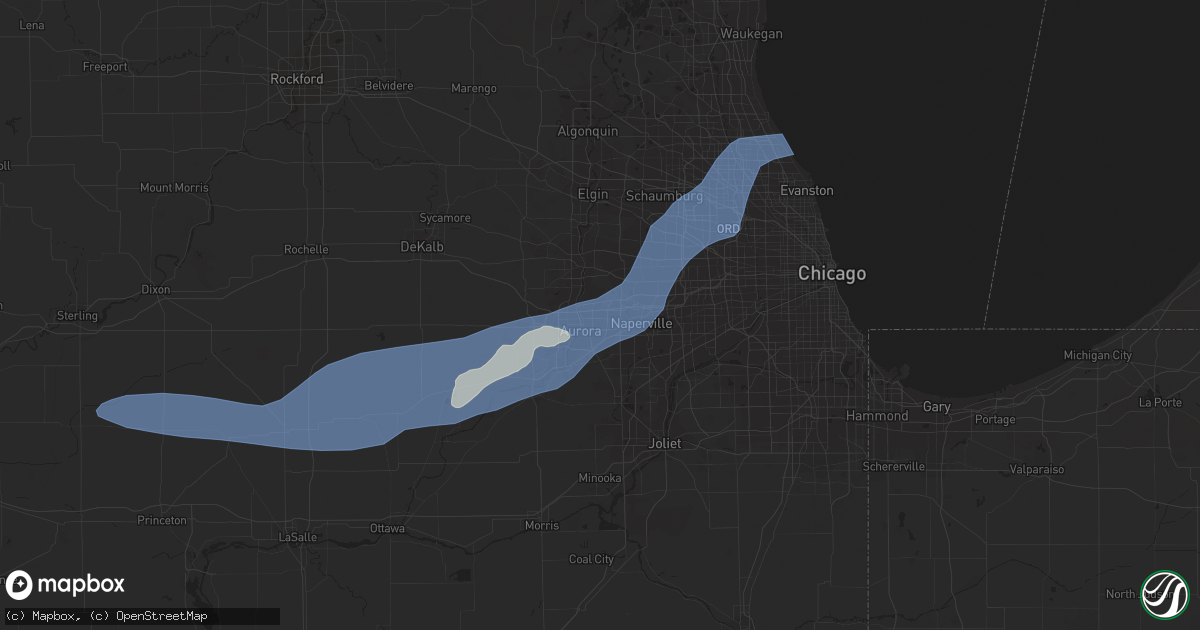 Hail map in Aurora, IL on July 14, 2023