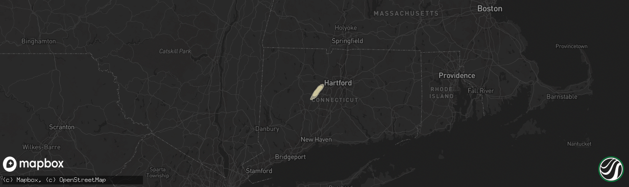 Hail map in Bristol, CT on July 14, 2023