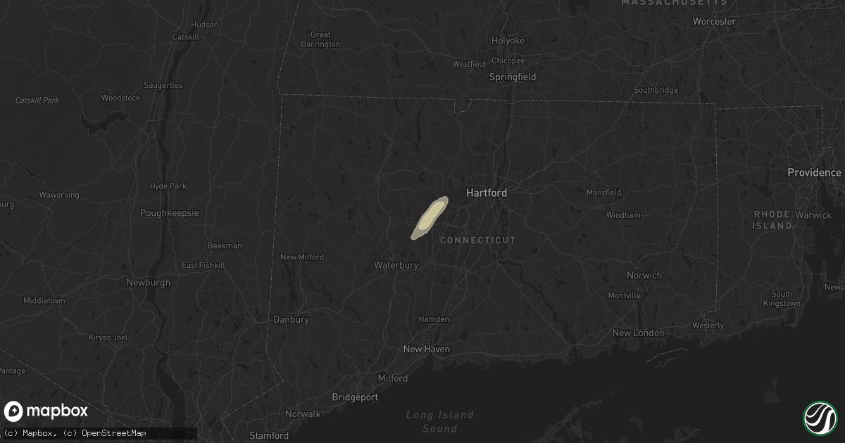 Hail map in Bristol, CT on July 14, 2023