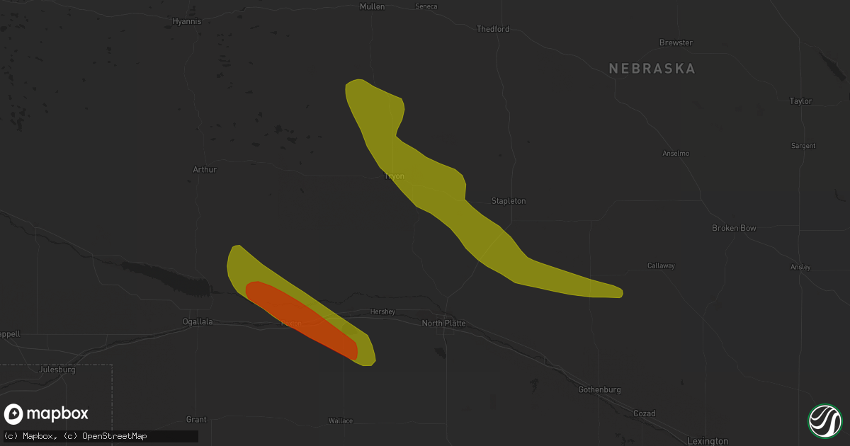 Hail map in Callaway, NE on July 14, 2023