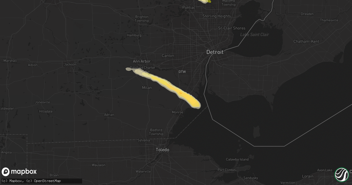 Hail map in Carleton, MI on July 14, 2023