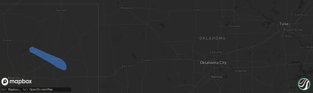 Hail map in Clayton, NM on July 14, 2023