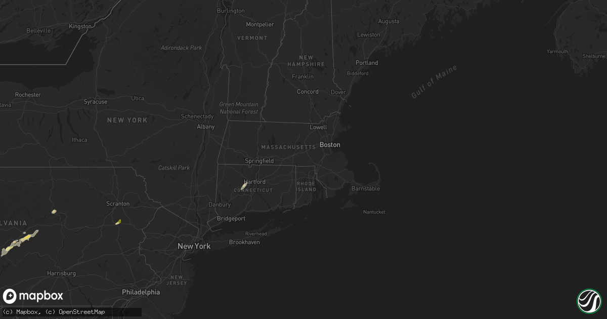 Hail map in Connecticut on July 14, 2023