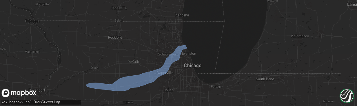 Hail map in Des Plaines, IL on July 14, 2023