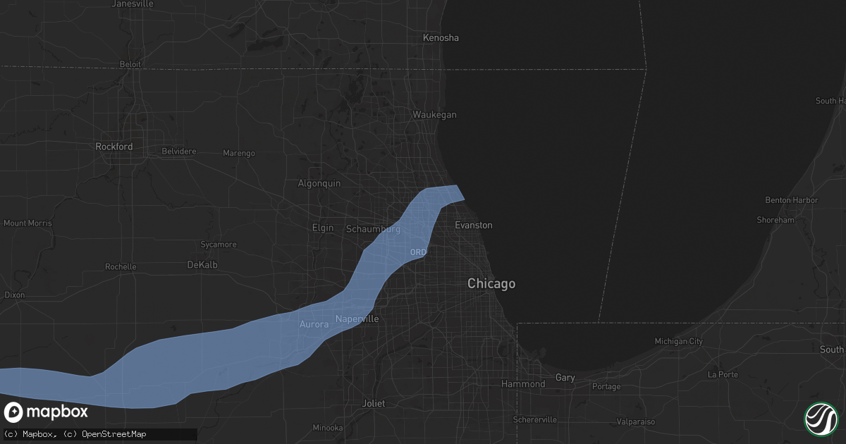 Hail map in Des Plaines, IL on July 14, 2023