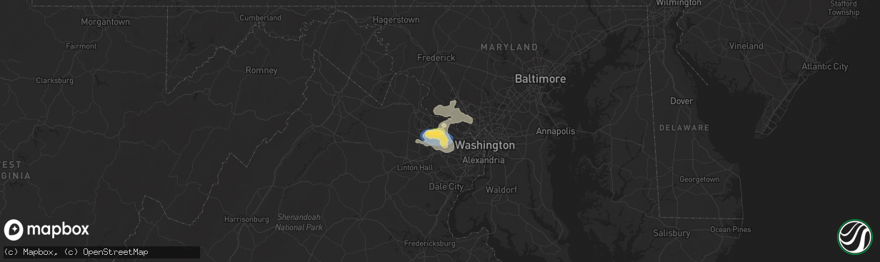 Hail map in Herndon, VA on July 14, 2023