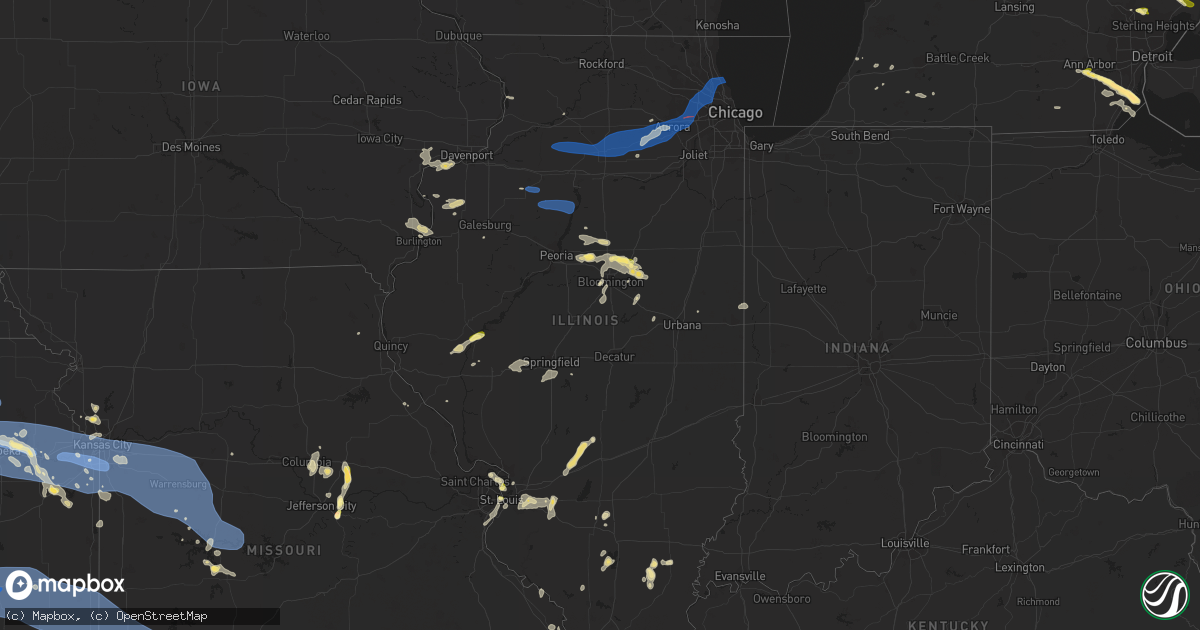 Hail map in Illinois on July 14, 2023