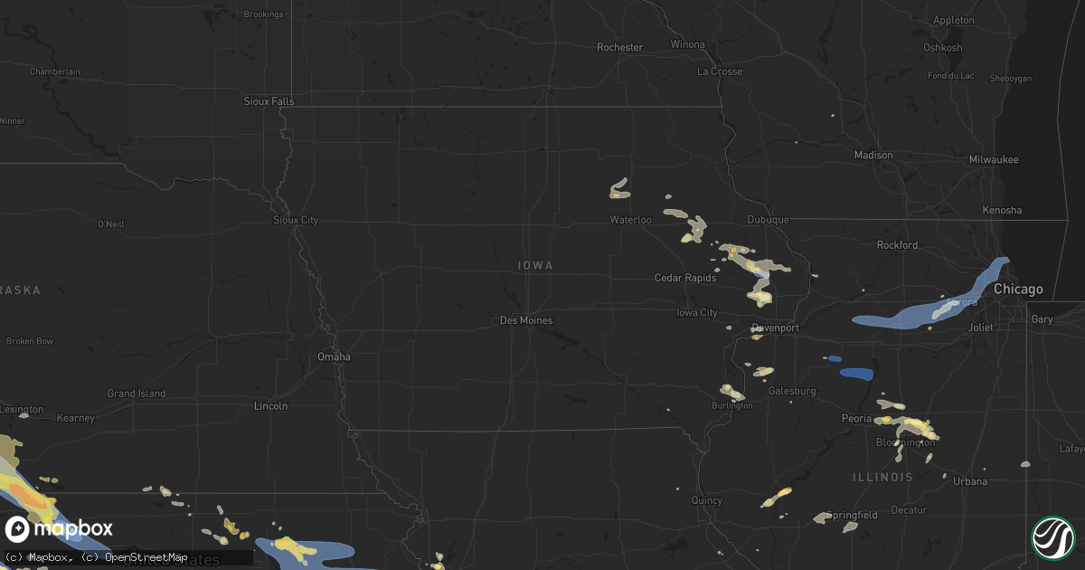 Hail map in Iowa on July 14, 2023