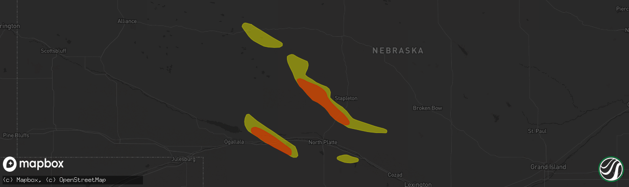 Hail map in Keystone, NE on July 14, 2023