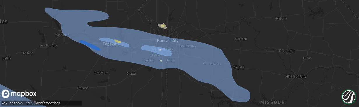 Hail map in Lees Summit, MO on July 14, 2023