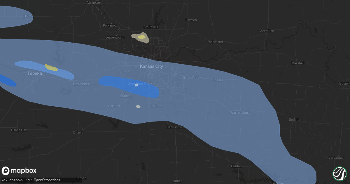Hail map in Lees Summit, MO on July 14, 2023