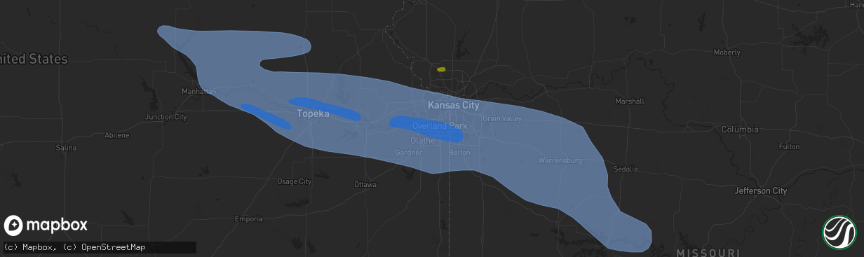 Hail map in Lenexa, KS on July 14, 2023