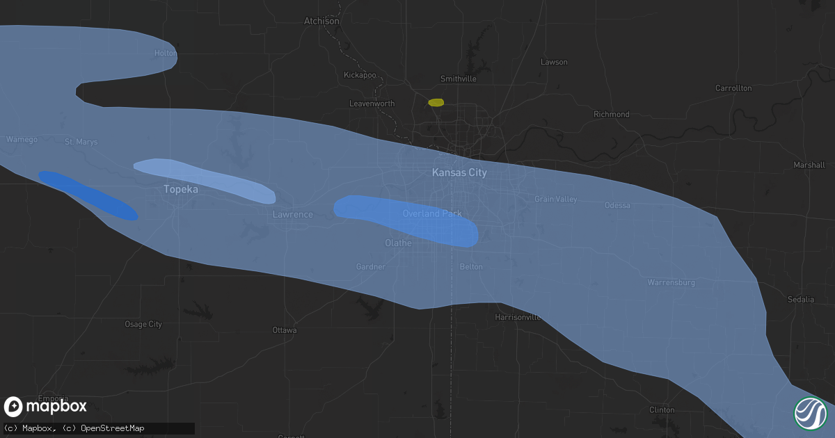 Hail map in Lenexa, KS on July 14, 2023