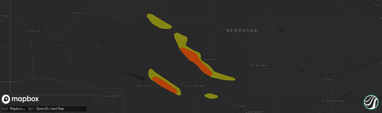Hail map in Maxwell, NE on July 14, 2023