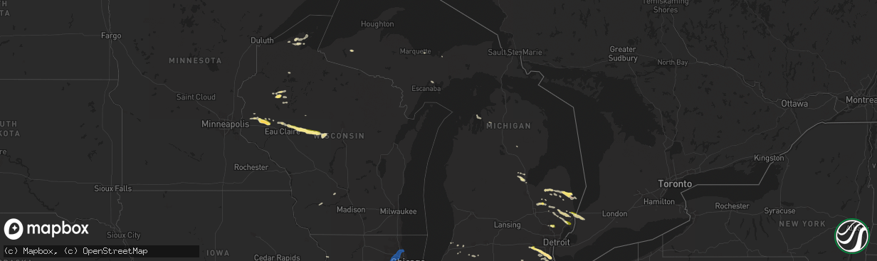 Hail map in Michigan on July 14, 2023