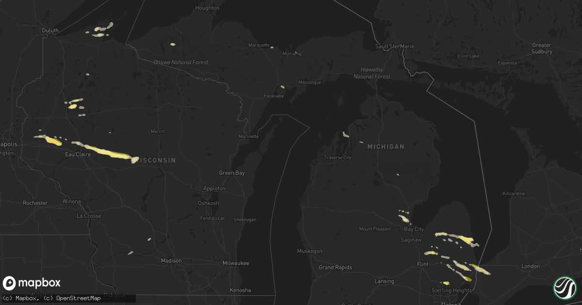 Hail map in Michigan on July 14, 2023