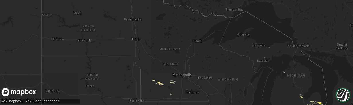 Hail map in Minnesota on July 14, 2023